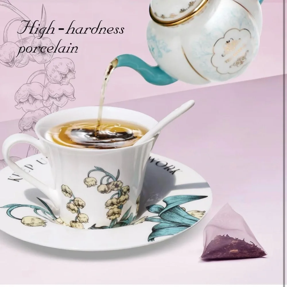Tea cup set with 2 tea cups 2 saucers for coffee tea latte